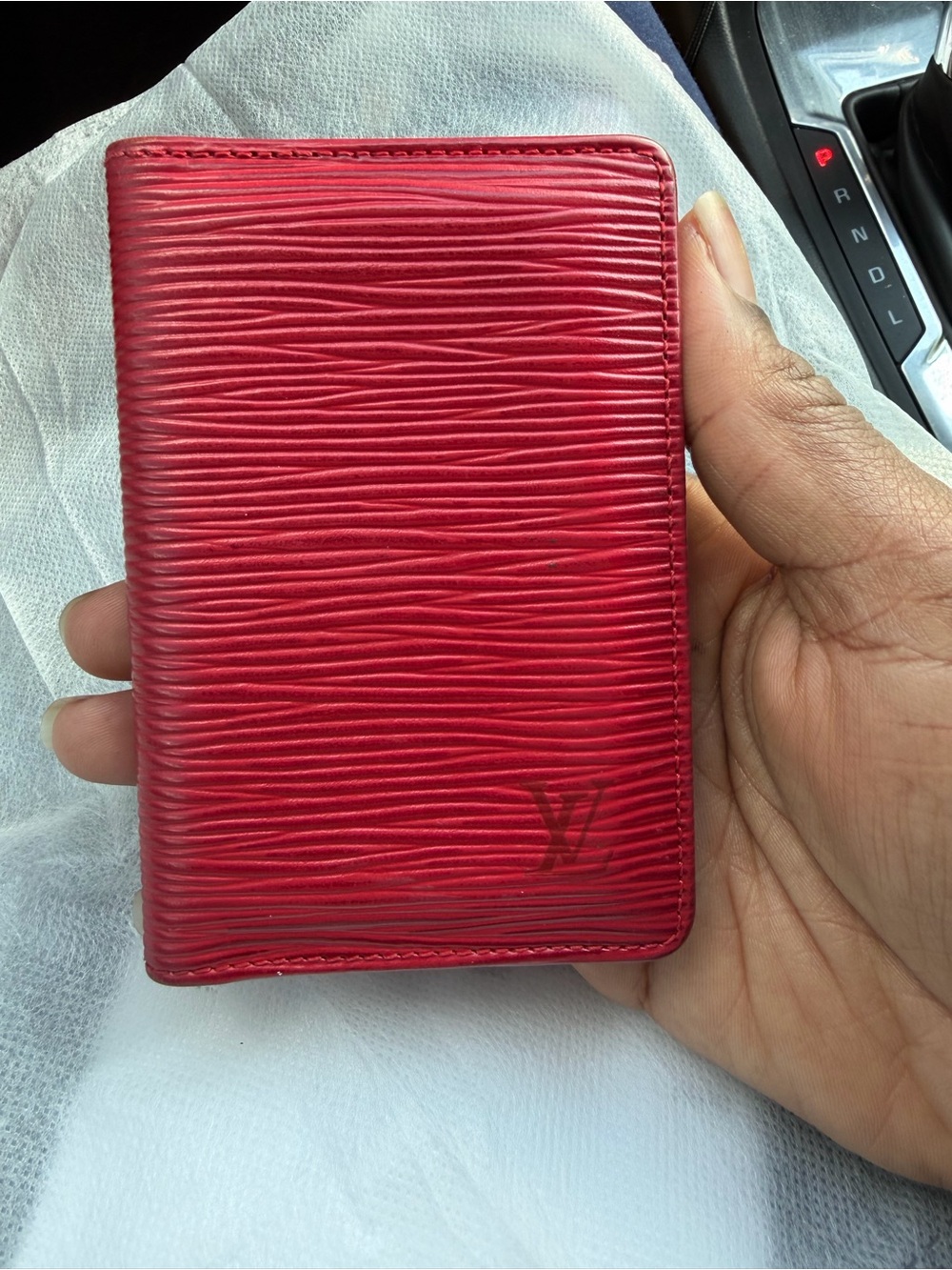 Authentic Louis Vuitton Red Epi Leather Pocket Organizer & Card Holder